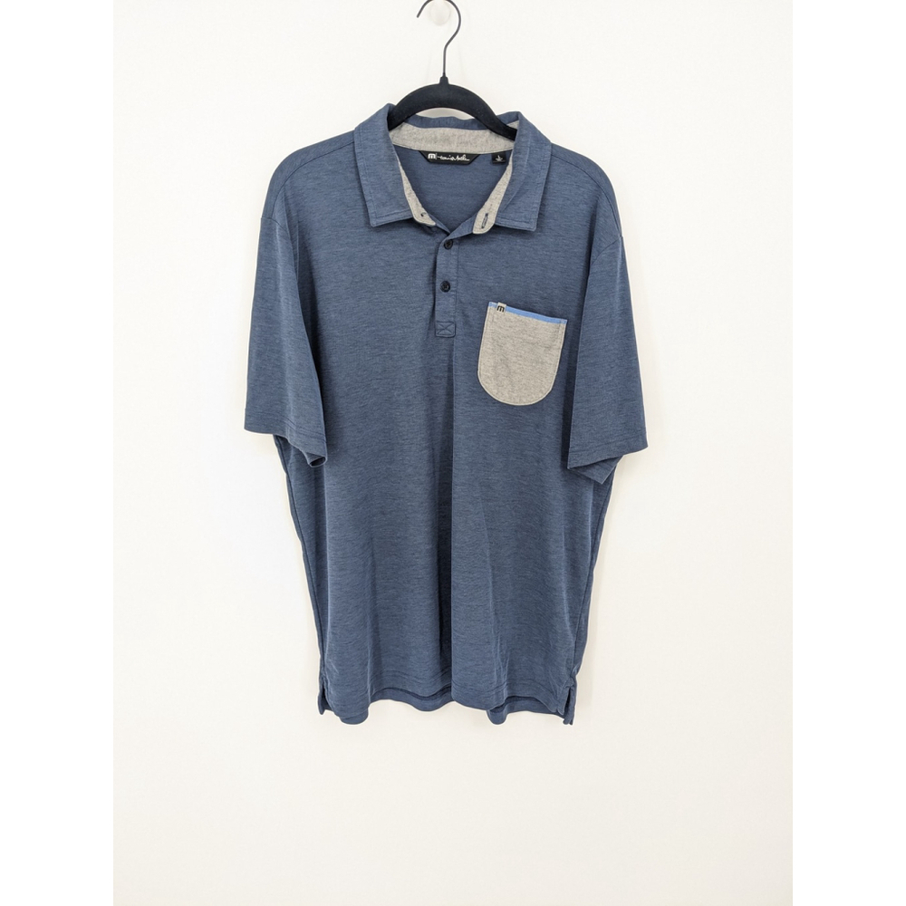 Travis Mathew Polo Shirt Mens Large Blue Gray Golf‎ - Picture 2 of 12